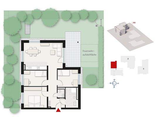 Grundriss mit Garten