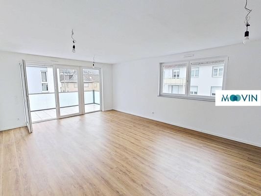 Ansicht II: Wohnzimmer mit offenem Küchenbereich