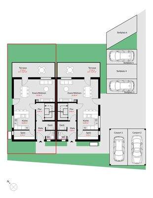 Grundriss EG l markiert