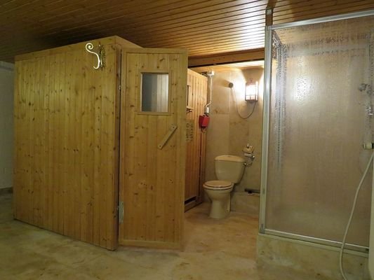 Sauna, Dusche und WC im Keller