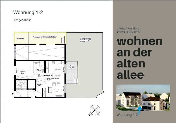 WOHNEN AN DER ALTEN ALLEE Sonnige 2,5-Zimmer Gartenwohnung