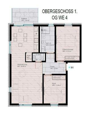 Grundriss WE 4 1. OG links