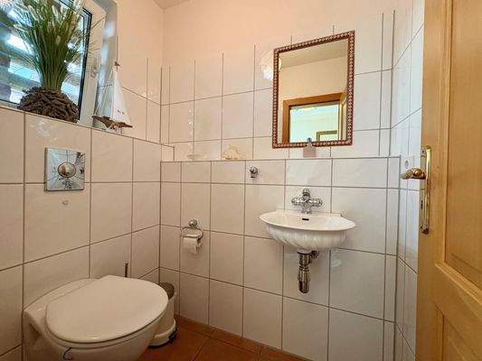 Hell gefliestes Tageslicht-Gäste WC