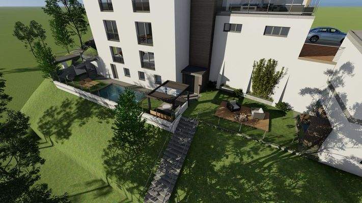 Vogelperspektive Außenanlage