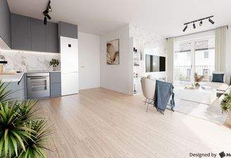 Visualisierung Wohnbereich mit Küche