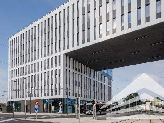 Ansicht Bauteil C mit Bushaltestelle