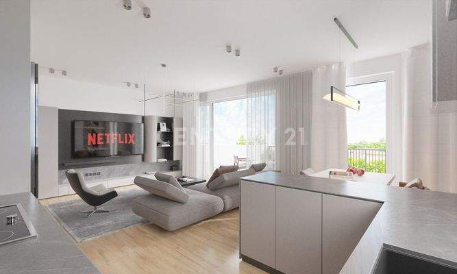 Wohn-, Ess- und Küchenbereich (visualisiert)