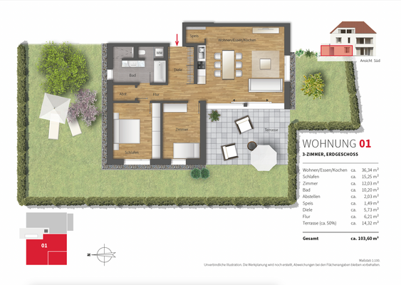 Erdgeschosswohnung 3Z