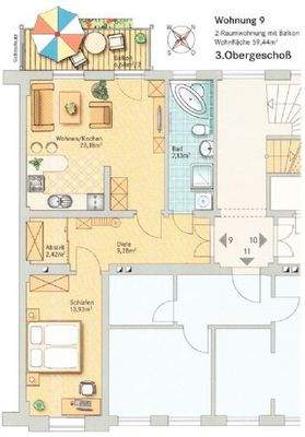 Grundriss Wohnung 9 - 3.OG