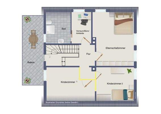 Umbauvorschlag im Dachgeschoss (kein Maßstab) 