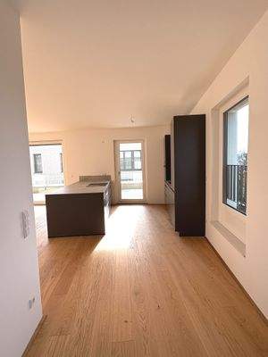 Blick auf Einbauküche