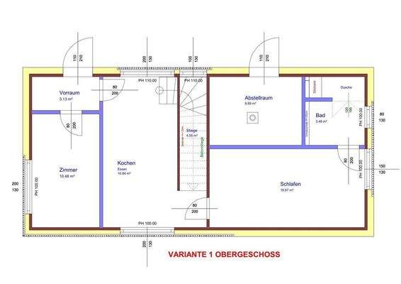 Variante 1-Obergeschoss mit einem zusäztzlichen Zi