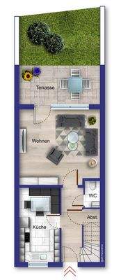 Grundriss Erdgeschoss (Möblierung beispielhaft)