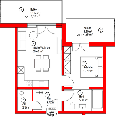 Grundriss - Wohnung Nr. 7
