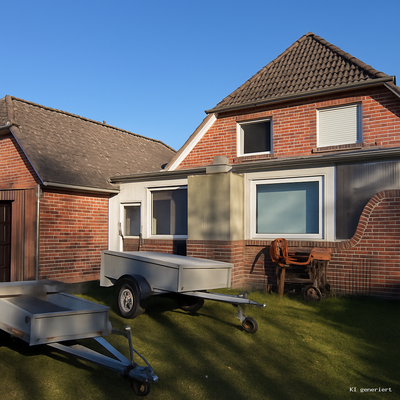 Garage und angebauter Wintergarten