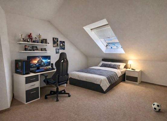 33) Dachgeschoss: Ein Schlafzimmer - Teilansicht