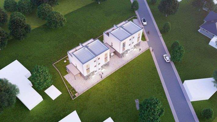 moderne Flachdächer - Vogelperspektive Nord Ost