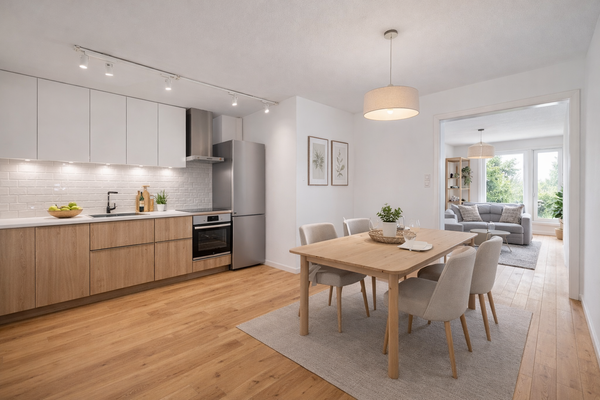 moderner Küchenbereich - virtuell renoviert