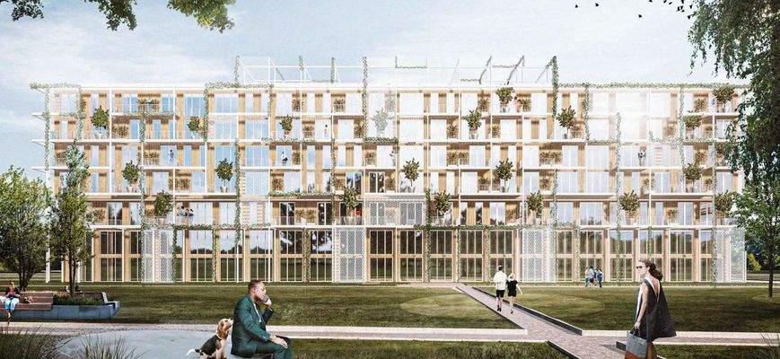 Moderne Wohnanlage mit Grün