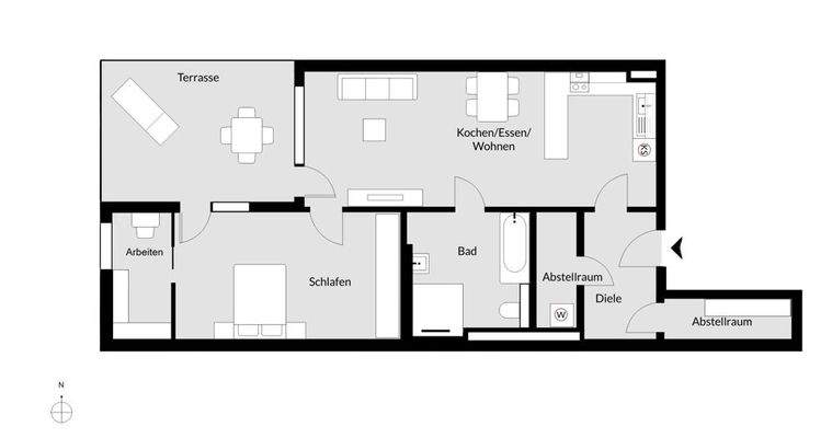 Grundriss l 2,5-Zimmer-Variante