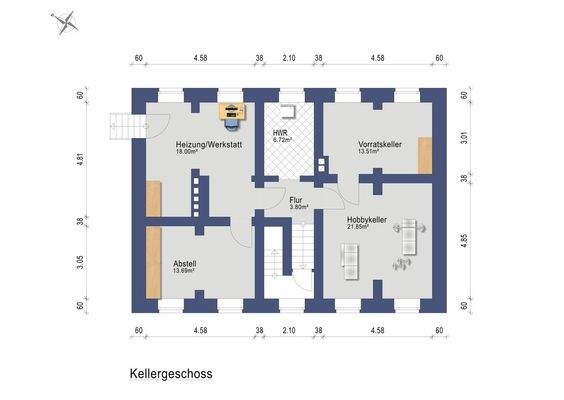 Haupthaus - Keller (Darstellung und Maßangaben sind ohne Gewähr)
