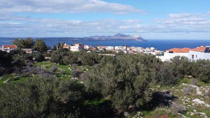 Kreta, Kokkino Chorio: Sofort bebaubares Grundstück mit Meerblick zu verkaufen