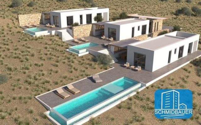Kreta, Pitsidia: Grundstück mit Baugenehmigung für drei Luxusvillen zu verkaufen