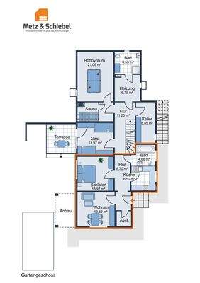 Grundriss Gartengeschoss m. Einliegerwohnung