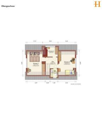 Grundriss Obergeschoss gezeichnet