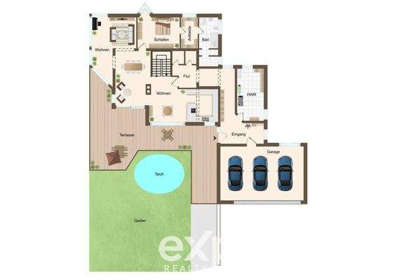 Erdgeschoss mit Garten u Garage