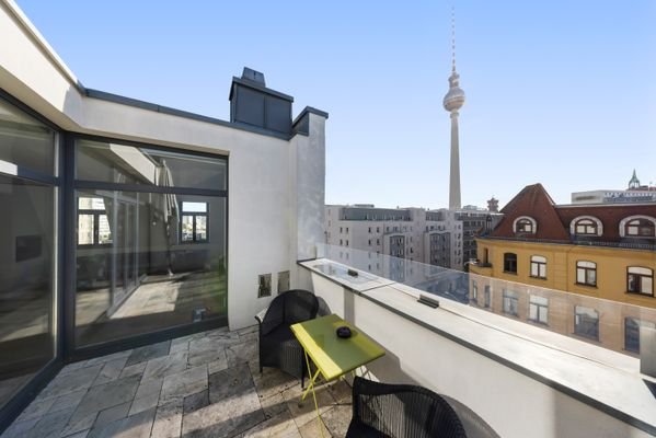 Dachterrasse Blick Fernsehturm