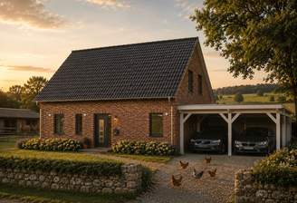 Landhaus Einfahrt 
*Bild mit KI bearbeitet*