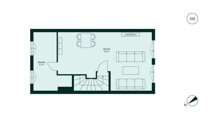 Ausgebautes Dachstudio und ein großer Abstellraum 