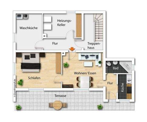 Grundriss KG (nicht maßstabsgetreu - kann vom Original abweichen) 