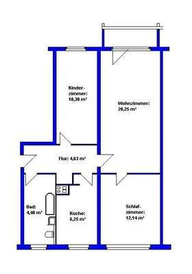 Die Aufteilung von ca. 58 m²