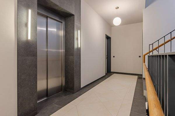 Beautiful stairwell with elevator