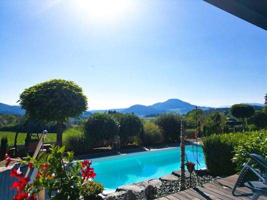 Pool und Karawanen von der Terrasse