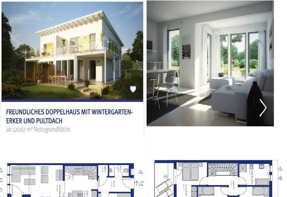 120,67m² (ab) Freundliches Doppelhaus mit Wintergarten-Erker und Pultdach