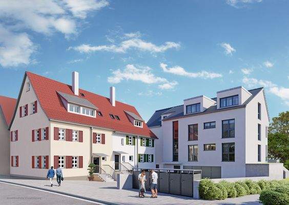 Neubau mit renoviertem Denkmalhaus - unverbindliche Visu