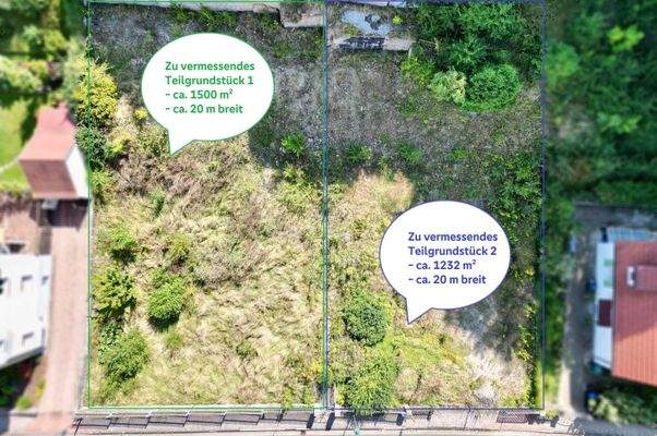 Mögliche Teilflächen (Idee mit 2 Einfamilienhäusern)