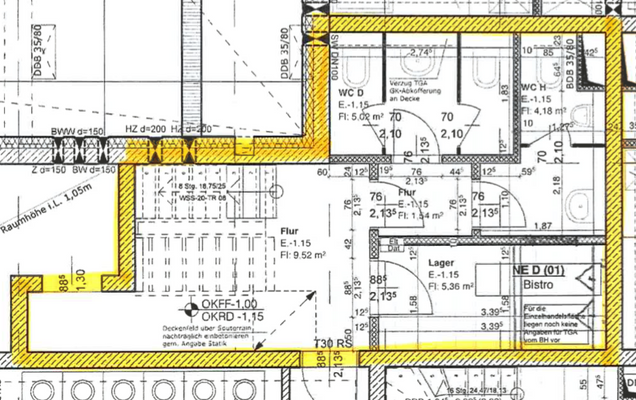 Grundriss unter Hochparterre 