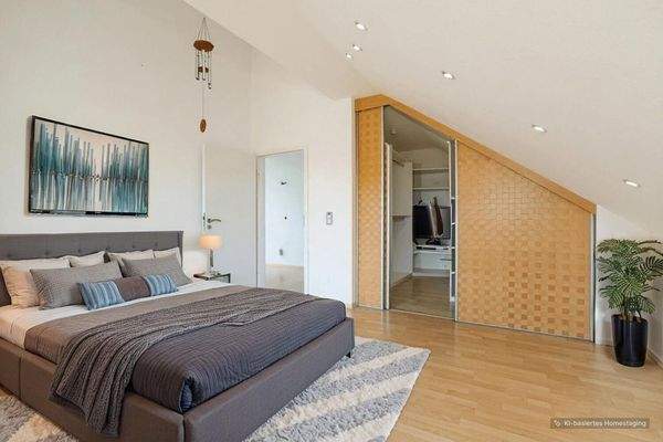 Schlafzimmer mit Ankleide DG -Visualisiert