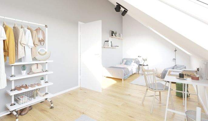 Visualisierung des Kinderzimmers im Doppelhaus