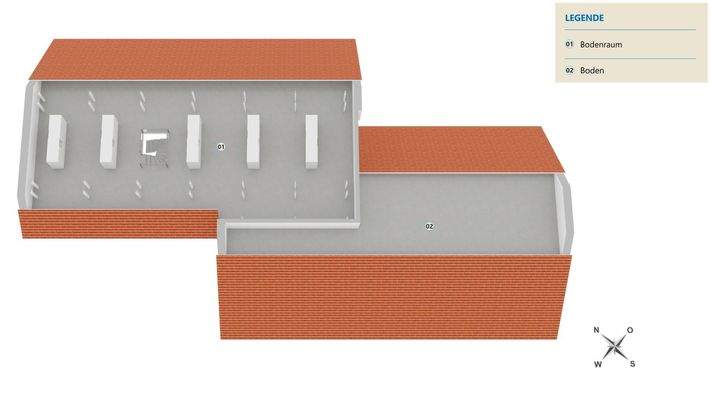 Grundrissvisualisierung (nicht ausgebautes Dachgeschoss)