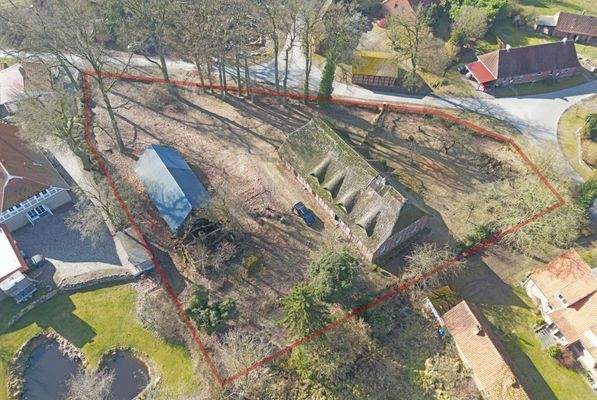 Luftbild mit Grundstückmarkierung