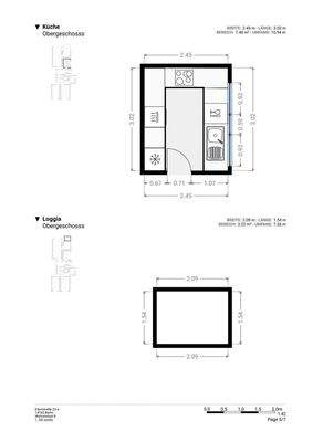 Grundriss Küche / Loggia