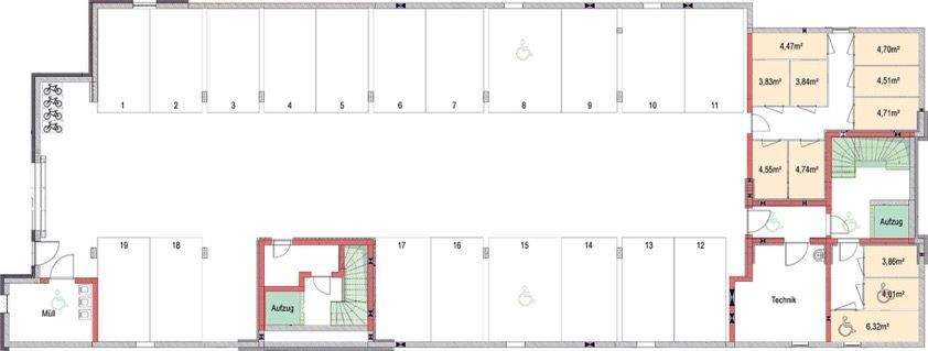 Tiefgarage und Kellerräume
