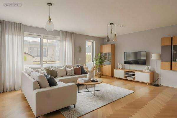 Wohnzimmer digital möbliert