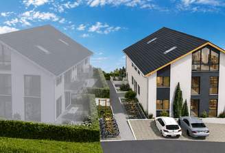 Projektvisualisierung – Westansicht | Lage Haus 1