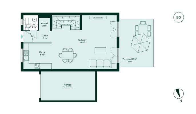 Geräumiges Erdgeschoss mit offenem Wohn- und Küche